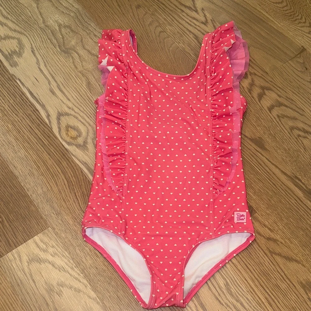 Ruffle Butts Pink Heart Print One-Piece Swimsuit